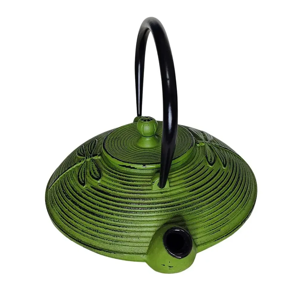 Dragonfly Teapot Green 770ml Low Profile Cast Iron Teapot Heavy Cast Iron - Picture 2 of 8
